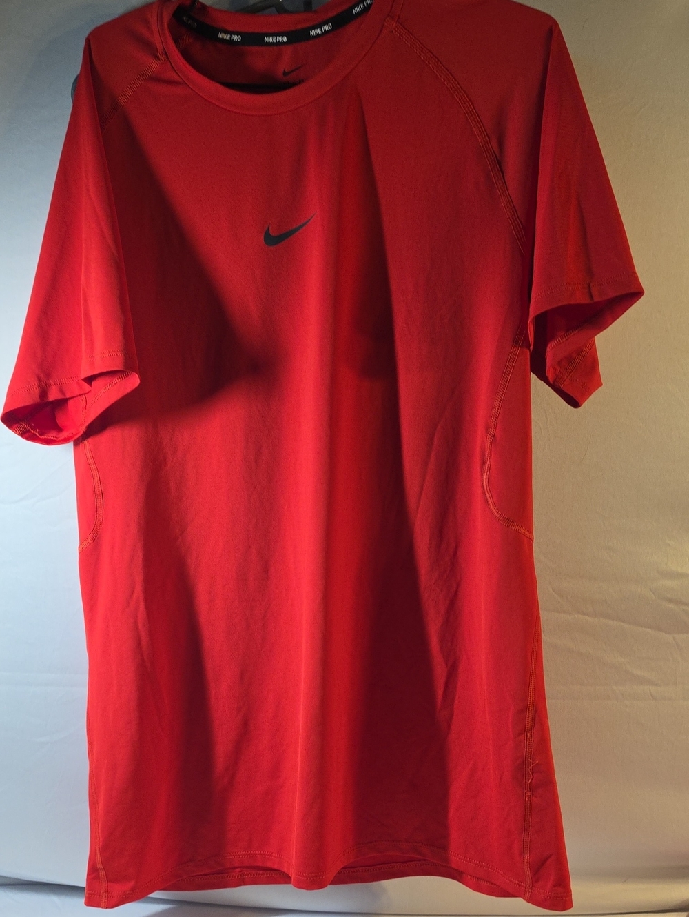 Nike Red Short Sleeve Athletic Tee with Black Swoosh